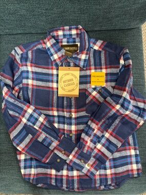 Kids Blue Plaid Flannel Shirt size M